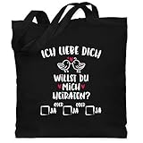 Hochzeit - Willst du mich heiraten? - weiß - Unisize - Schwarz - willst du uns heiraten - WM101 - Stoffbeutel aus Baumwolle Jutebeutel lange Henk
