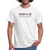 Spreadshirt United Colors of Scandinavia Finnland Norwegen Schweden Dänemark Männer T-Shirt, L, Weiß