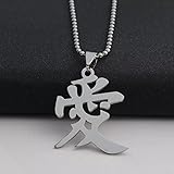 WDBUN Halskette Anhänger Schmuck Edelstahl chinesische Schriftzeichen Liebe Nachsicht Zeichen Charme Halskette Text Leidenschaft Symbol einfacher Text Kalligraphie Schmuck Geburtstag Geschenk