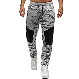 Yikesnt Herren Freizeithosen Jugend Frühling und Herbst Dünner Abschnitt Bequeme Outdoor-Sport-Tarnhose mit Taschen und Kordelzug XL