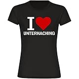 Multifanshop® Damen T-Shirt - I Love Unterhaching - schwarz - Frauen Shirt - Größe:L