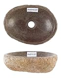 wohnfreuden 30-35 cm oval Naturstein Waschbecken Flussstein Aufsatzwaschbecken G
