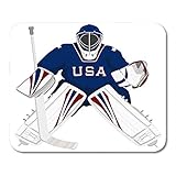 Semtomn Gaming Mouse Pad Eisteam USA Hockey Goalie Trikot Sport Stick Winterhelm Cartoon Grafik Dekor Büro Computer Zubehör Rutschfeste Gummiunterlage Mousepad Mouse M