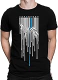 vanVerden Herren T-Shirt Dripping Barcode Zebra Banksy Style Fun Shirt, Größe:XL, Farbe:Schwarz/B