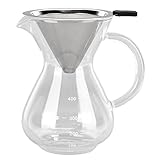 Pour Over Kaffeemaschine, Borosilikatglas-Griffkaraffe mit Edelstahl-Siebfilter, 400 ml/13,5 oz Manueller Kaffeetropfer Brüher(A)
