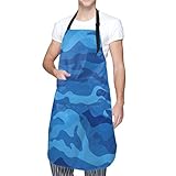 Schürze mit verstellbarem Hals für Männer und Frauen, geeignet für Zuhause, Küche, Kochen, Camouflage Stripes 9, O