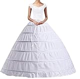 Damen Lang Reifrock Unterrock, A-Linie Hochzeit 6-Hoops Weiß Petticoat Crinoline Petticoat Fuer Abendkleider Ballkleider Promkleider Langer Unterrock für Hochzeit Brautkleid Ballk