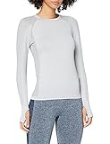 Amazon-Marke: AURIQUE Damen nahtloses Sporttop mit langen Ärmeln, Grau (Light Grey), 42, Label:XL