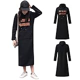 NBAA Damen Casual Printed Kleid Langarm Große Tasche Kapuzenpullover Kleid Kordelzug Kapuzen Freizeit Pullover Kleid Frauen Langärmliges Lockeres Gemütlich Freizeitk