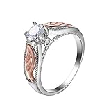 Epinki Eheringe, Ring Damen Hohl Blätter Zirkonia Weiß, Versilbert Partnerringe Schmuck Geburtstag Geschenke für Frauen/Mutter/Freundin, Silber, Gr.54 (17.2)