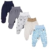 TupTam Baby Unisex Hose mit Fuß Bunte 5er Pack, Farbe: Junge 6, Größe: 56