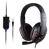 Yagosodee Gaming-Headset PS4, Mikrofon, Rauschunterdrückung, mit Mikrofon, 3D-Stereo, Surround Sound, 3,5 mm Klinkenstecker und Geräuschunterdrückung, kompatibel mit PC PS4, Computer, Tablet, Laptop