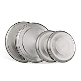 Relaxdays Herdabdeckplatten Edelstahl 4er Set, Herdplatten Abdeckung bis 20 cm Durchmesser Elektroherd Abdeckung, silb