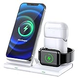 Hoidokly Kabellose Ladegerät, 3 in 1 Fast Wireless Charger für iPhone 13/13 Pro Max/12/12 Pro Max/11 Pro/XS/XR/8, kabellose Ladestation für iWatch 7/6/SE/5/4/3/2/Airpods(Kein iWatch Ladekabel/Adapter)