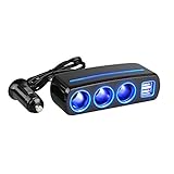 Linkstyle QC 12V/24V Auto Ladegerät Zigarettenanzünder with 3 Steckdose und 2-Port USB, 120W LED Kfz-Handyladegerät Adapter für GPS Dash Cam iPhone Android Tablet M