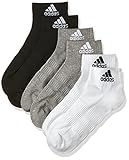 adidas Unisex 3 Paar Cushion Ankle Socken, Medium Grey Heather/White/Black, XL EU