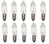 Spitzschaftkerze Riffelkerze Topkerze 34V 3W E10 10er Pack Ersatzkerzen Schwibbogen Lichterk