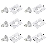 SEBSON Einbaustrahler eckig schwenkbar 6er Pack weiß inkl. GU10 LED Lampe 3,5W - Unterputz Decken Einbau Rahmen Alu quadratisch Lochdurchmesser 82