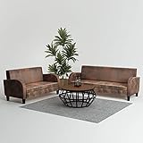 Sofa 2-Sitzer + 3-Sitzer Künstliches Veloursleder und Holzrahmen Polstersofa b