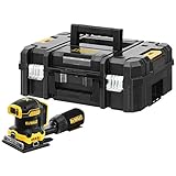 DEWALT 18 Volt Akku-Vibrationsschleifer DCW200NT (115mm, Schwingkreis-Ø 1,6mm, bürstenlos, elektrische Drehzahlregulierung, Sanftanlauf, inkl. Staubfangsack, Lochschablone, Tstak Box II)