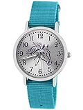 Pacific Time Mädchen Uhr Pferde analog Quarz mit Textil Wechselarmband hell blau 10308