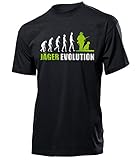 Jäger Evolution Förster Jagd Hirsch Geschenk Herren Männer t Shirt Tshirt t-Shirt Jagdkleidung Deko zubehör Jaeger Hunting jagen Wald Fun Outfit Bekleidung Oberteil Hemd Kleidung ausrüstung Artik