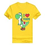 LJB Yoshi Super Mario T-Shirt für Herren, kurzärmelig, Rundhalsausschnitt, Baumwolle, Übergröße (LTC17123101) Gr. L, gelb