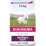 Eukanuba Daily Care Sensitive Skin Hundefutter - Trockenfutter für Hunde mit sensibler Haut, Hyoallergenes Futter mit Fisch, 12 kg