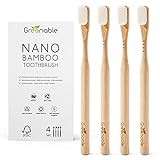 Greenable ® Nano Zahnbürste aus Bambus [4er Set] – 20.000 Extra weiche Borsten – 100% BPA-frei - Bamboo Toothbrush - Vegane & umweltfreundliche Bambus Zahnbürste (Weiß)