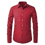 QWERD Herren-Hemd Slim-Fit Langarm-Hemden Freizeit Business Hochzeit Streifen Hemd Männer Langarm Freizeithemd Businesshemd Kentkragen Regular Fit Knopfleiste aus Baumwollemischung Einfarbig H