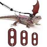 VavoPaw Eidechsen Geschirr Hängematte Set, 3 Stück Verstellbar Leder Fledermaus Flügelgeschirr Kit Reptiliengürtel für Eidechsen, Bartagamen, Leguane, Reptilien Kleintiere, Schwarz/W