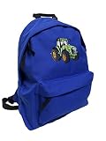 Junior Rucksack Traktor Stickerei grüner Traktor gelbe Felgen Schulkinder Rucksäcke (azurblau)