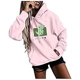 Ackssi Kapuzenpullover Damen Leichte Mantel Hemd Oberteile Bomberjacke Strickjacke Damenmode Casual Fun Print Kapuzensweatshirt Lose Sporttop