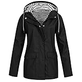 Wasserdicht Kapuzen Regenmantel Damen Solide Regenjacke Freien Winddichte Überzieher Softshell Jacke mit Taschen Große Größen Wanderjacke Funktionsjacke Outdoorjacken Sportjacken Übergangsjack