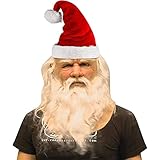 BKPAPTXY Weihnachtsmaske Weihnachtsmann Maske Latex Latex Vollkopf Gummi Party Kostüm Zubehör Weihnachtsmaske für Männer Frauen Kinder (Style 2, Einheitsgröße)