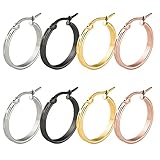 AMDXD Schmuck 4 Paar 20MM Edelstahl Creole, Ohrringe Set Vintage Kreis Linie Ohrschmuck für Damen, Geburtstag Geschenke für Frauen Mutter Freundin E