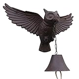 LJHU Schiffsglocke Fliegende Eule Abendessen Glocke für Hinterhof Haustür Veranda, Einfach Einzurichtende Feuchtigkeitsbeständige Oberflächenmontierte Türklingel, Befestigungsmaterial E