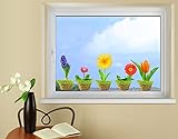 Klebefieber Fenstersticker Frühlingsblumen B x H: 40cm x 15