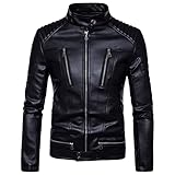 DKJGH Herren Jacken Mode Herren Kunstleder Mantel Reißverschluss Mantel Motorjacke Motorrad Biker Man (Color : Black, Size : 4xl code)