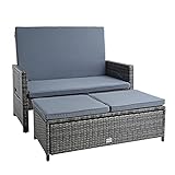 ESTEXO Gartensofa Polyrattan Gartenmöbel Set Hocker Couch Lounge Set Sitzgruppe Rattan Gartenset Essgruppe (Anthrazit-Grau)