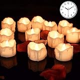 LED Kerzen mit timer,12er Warmweiß LED Flammenlose Kerzen Led Teelichter 6 Stunden an und 18 Stunden aus, flackernde batteriebetriebene kerzen, Warmweiß