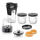 Bosch Zubehör-Set TastyMoments MUZ45XTM1, 5-in-1 Multi-Zerkleinerer-Set (Mixen, Mahlen, Hacken, Aufbewahren, ToGo-Lösung), schwarz/transparent, für MUMX, MUM5, MUM4, MUM Serie 2