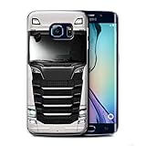 Handy Hülle kompatibel mit Samsung Galaxy S6 Edge+/Plus LKW HGV Euro Kabine Vorbei Weiß Transparent Klar Ultra Dünne Handyhülle Case C