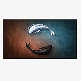 HGLLL Moderne Wandkunst Bilder Schwarz Weiß Fisch Tier Poster und Drucke Leinwand Malerei Wohnzimmer Home Decor (30x60cm) R