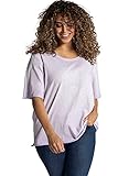 Ulla Popken Damen große Größen Übergrößen Plus Size Shirt, Innendruck, Metallic-Effekt, Rundhals, 3/4-Arm zartes Lavendel 46+ 781408800-46+