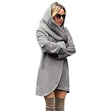 iHENGH Damen Winter Jacken Dicker Warm Bequem Lose Parka Mantel Frauen Lässig Stilvoll Woolen mit Kapuze dünnen Hoodies Top(XL,Dunkelgrau)