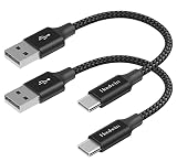 USB C Kabel Kurz [0,3M/30CM 2 Stück], Huukein Nylon USB Typ C Schnelllade Ladekabel und Datenkabel Kompatible mit Samsung Galaxy S20 S10 S9 S8 Plus S10e, A50 A51 A40 A70 A71 A20e A21s M30s M31-Schw