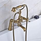 Raheem Badewanne Wasserhahn mit Handheld-Dusche, gebürstete Nickel-Badewanne Duschhahn mit Hand Dusche Wandmontage Wanne, 2 Kreuzgriffe mit Wanne Sput Victorian Vintage Telefon Stil Dusche W