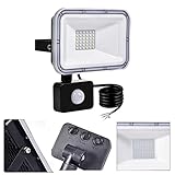 Frifer 30W AußenStrahler Mit Bewegungssensor,Wasserdicht IP67 LED Superhell Außenstrahler 2400LM 6500K KaltesWeiß LED Scheinwerfer Flutlicht Für Garten,Werkstatt, Garage, Hinterhof [Energieklasse A+]