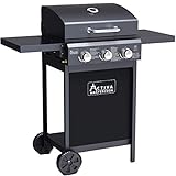 ACTIVA Action Grill Grillwagen Gasgrill 3 Brenner je 2,7 KW, Schwarz, Verchromter R